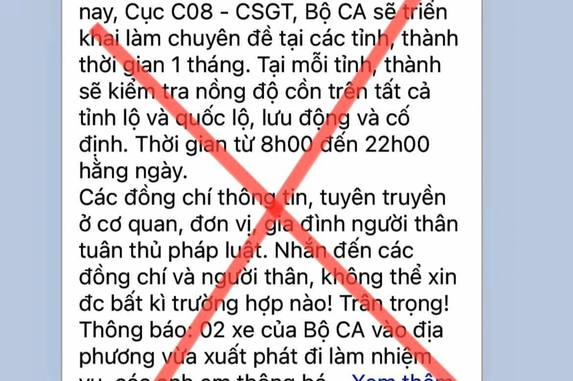Thực hư thông tin cảnh báo "Cục CSGT về địa phương kiểm tra nồng độ cồn"