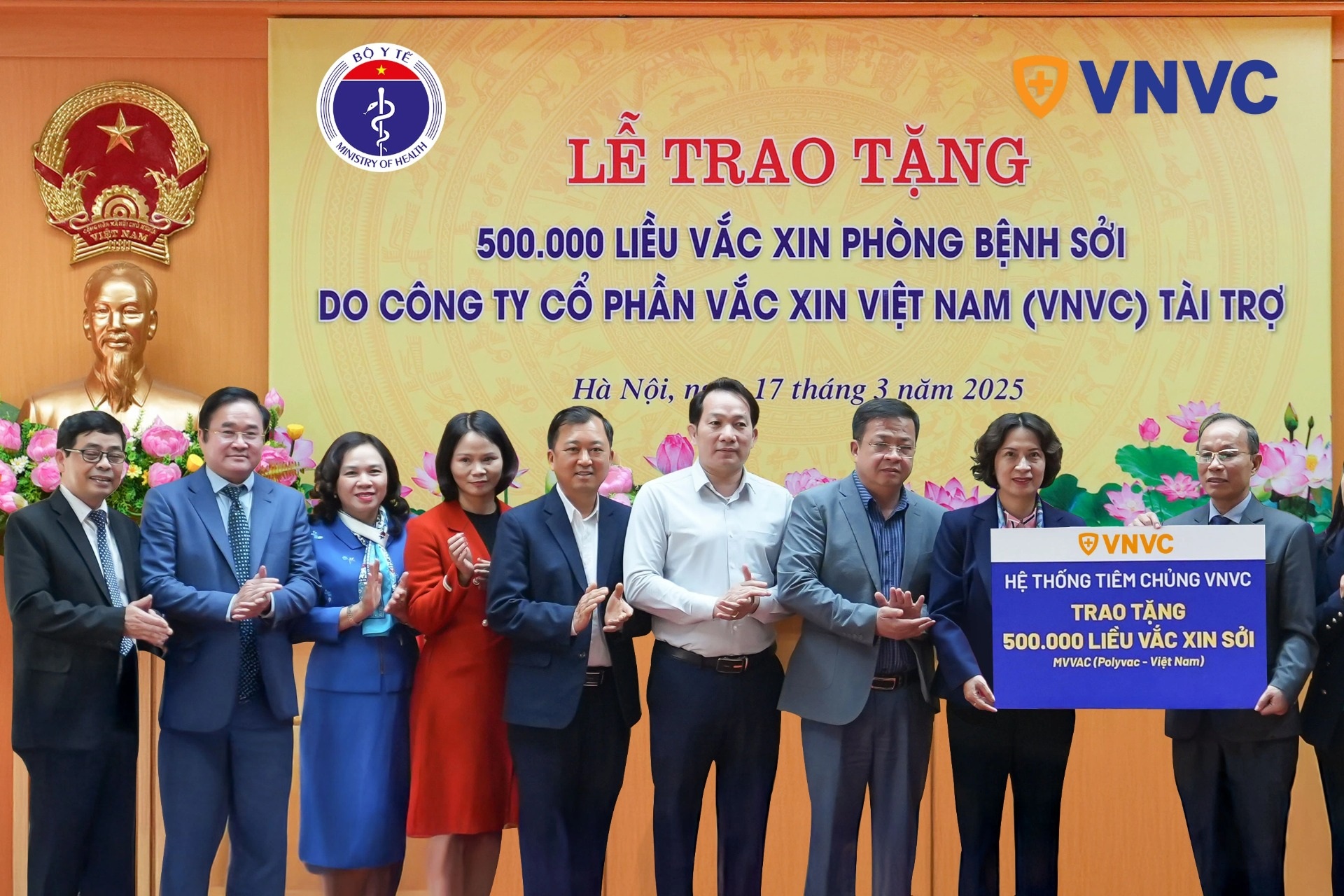 Bộ Y tế tiếp nhận nửa triệu liều vaccine sởi từ Hệ thống tiêm chủng VNVC
