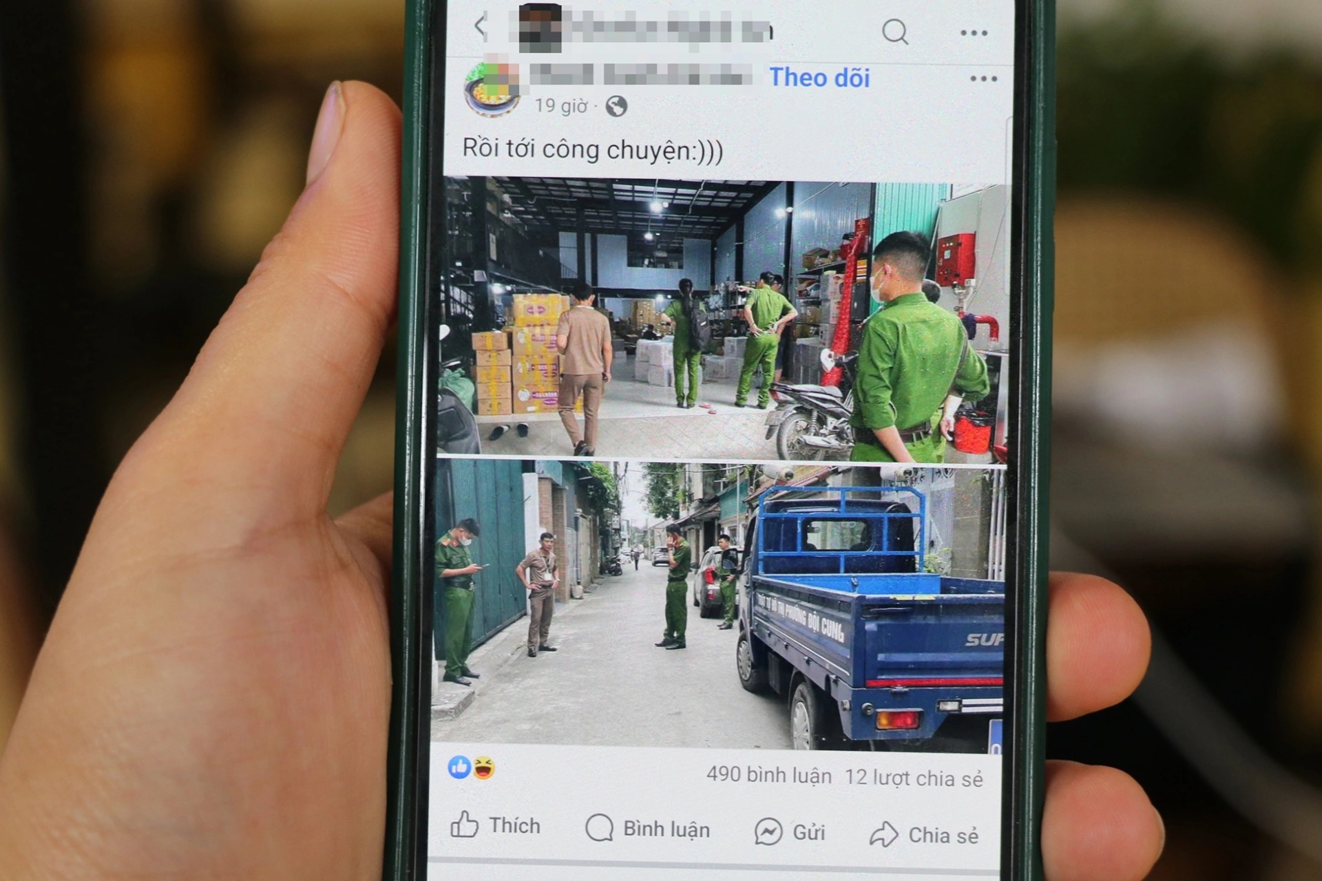 Xôn xao hình ảnh công an xuất hiện ở kho hàng vợ chồng TikToker nổi tiếng