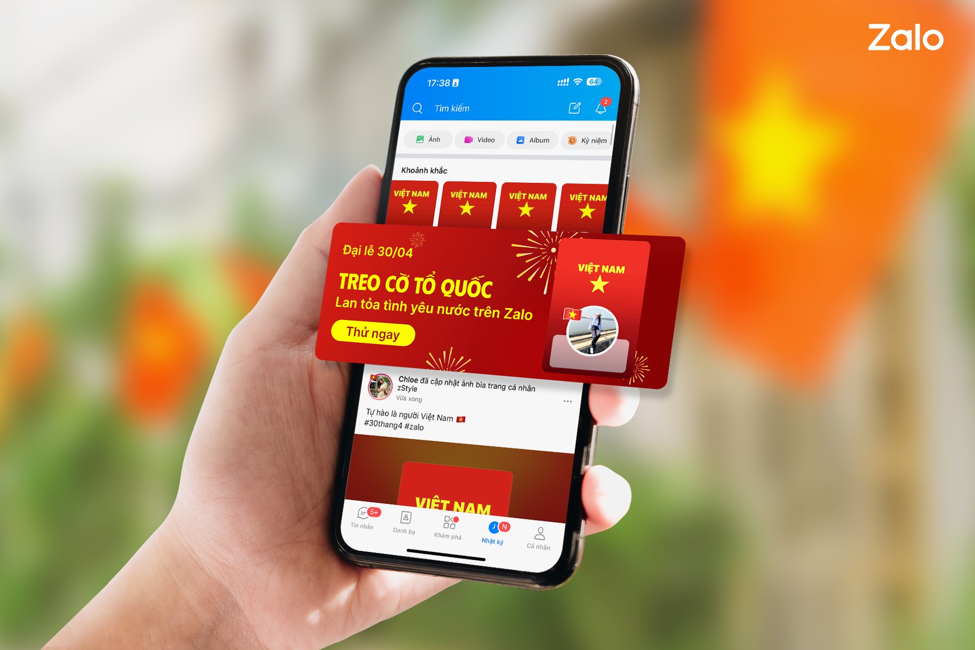 1 triệu người dùng đổi khung ảnh đại diện và hình nền Zalo mừng đại lễ 30/4