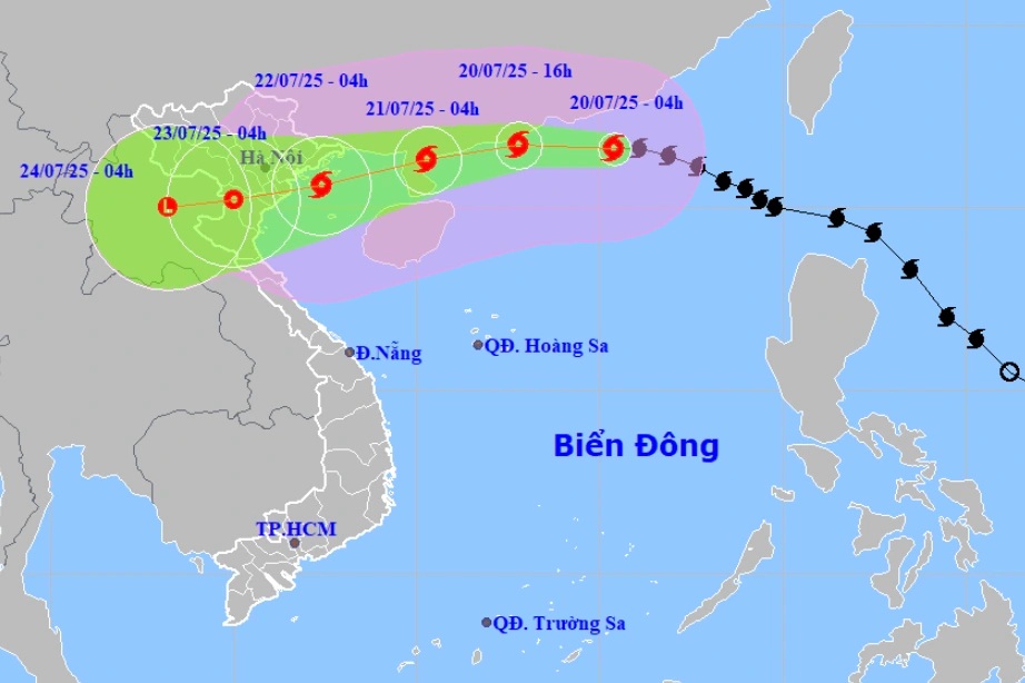 Bão Wipha tăng lên cấp 11 giật cấp 14, hướng vào Quảng Ninh - Ninh Bình