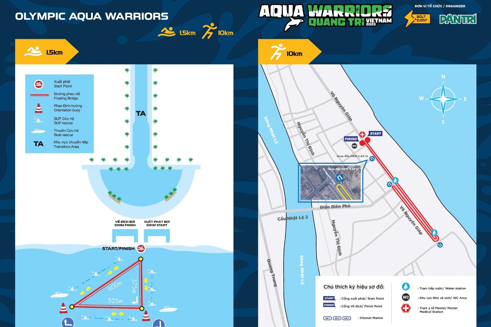 Aqua Warriors Quảng Trị 2025 công bố toàn bộ lộ trình bơi và chạy cho tất cả cự ly