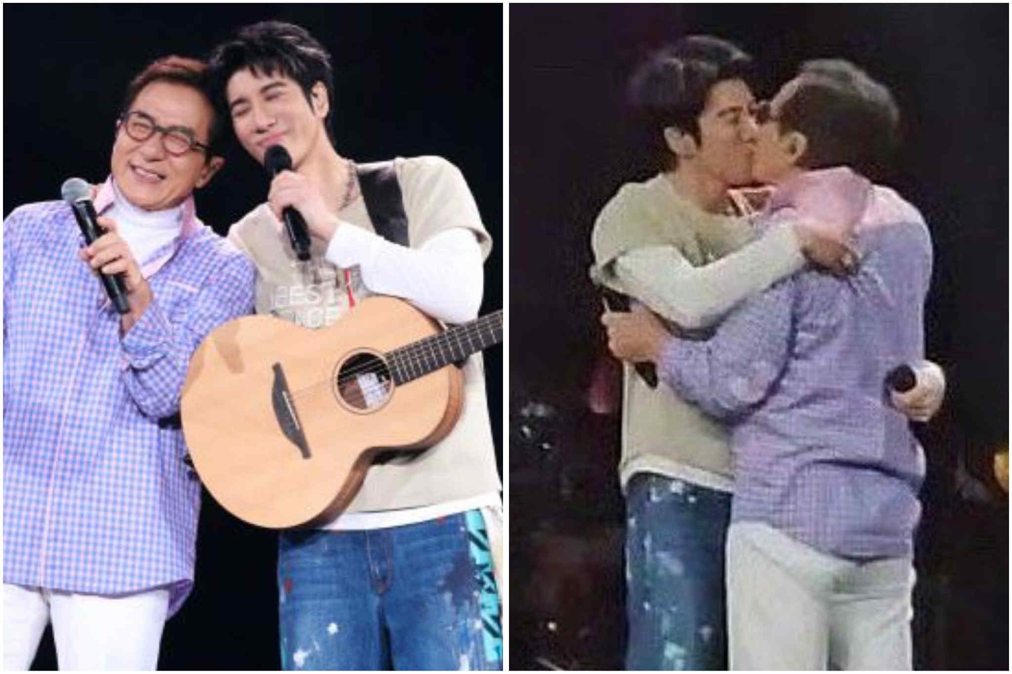 Thành Long vướng tranh cãi vì hành động "khóa môi" nam đồng nghiệp