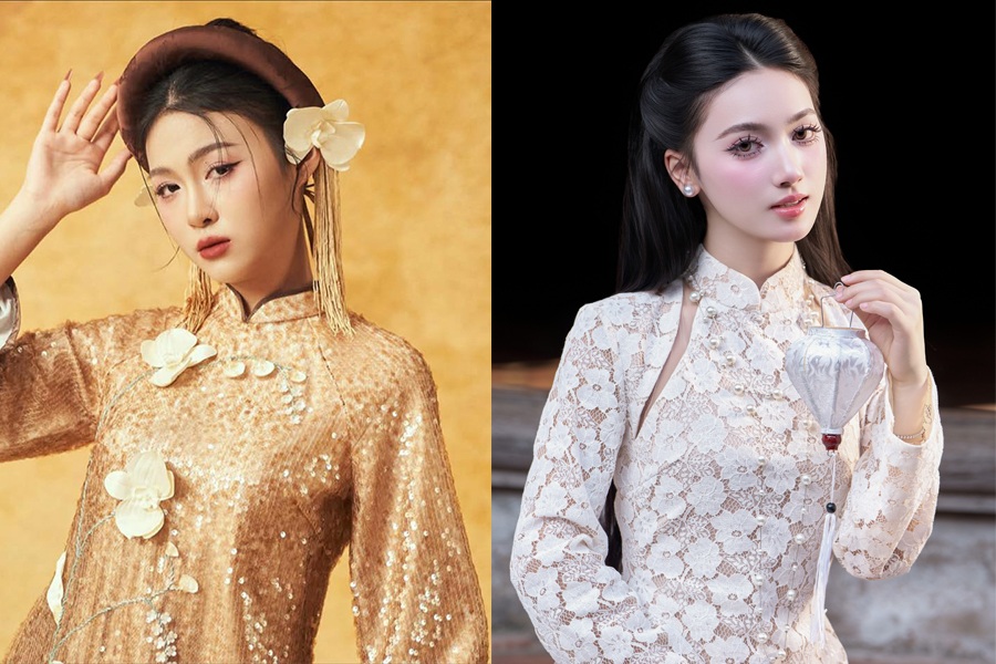Mốt áo dài ren, kim sa "gây sốt" mùa Tết năm nay