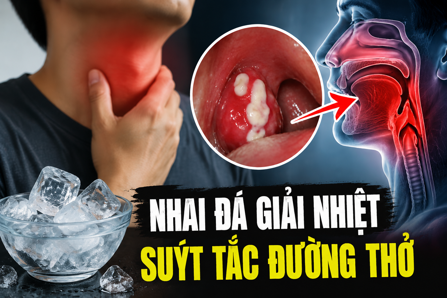 Hy hữu: Người đàn ông Hà Nội suýt tắc thở vì nhai đá giải nhiệt