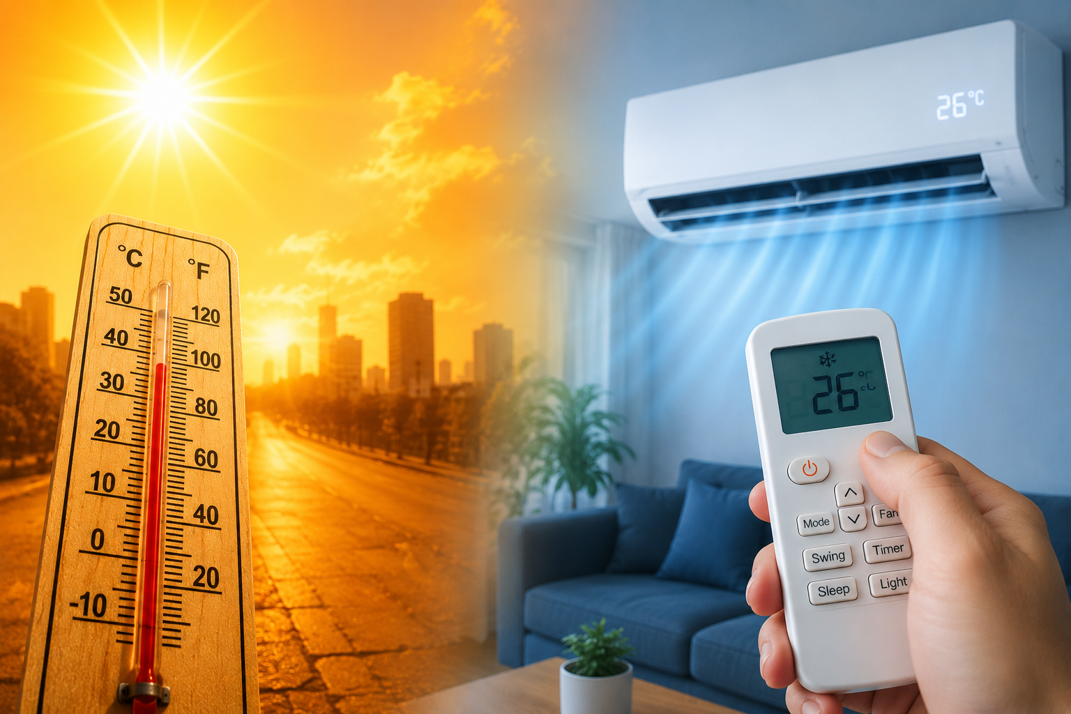 Nắng nóng như chảo lửa, bật điều hòa bao nhiêu độ để tránh đột quỵ?