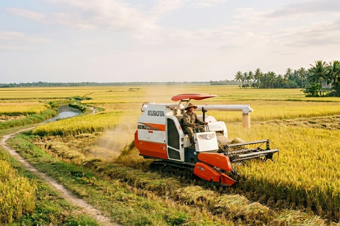 Công an cảnh báo tình trạng “bảo kê” máy gặt lúa