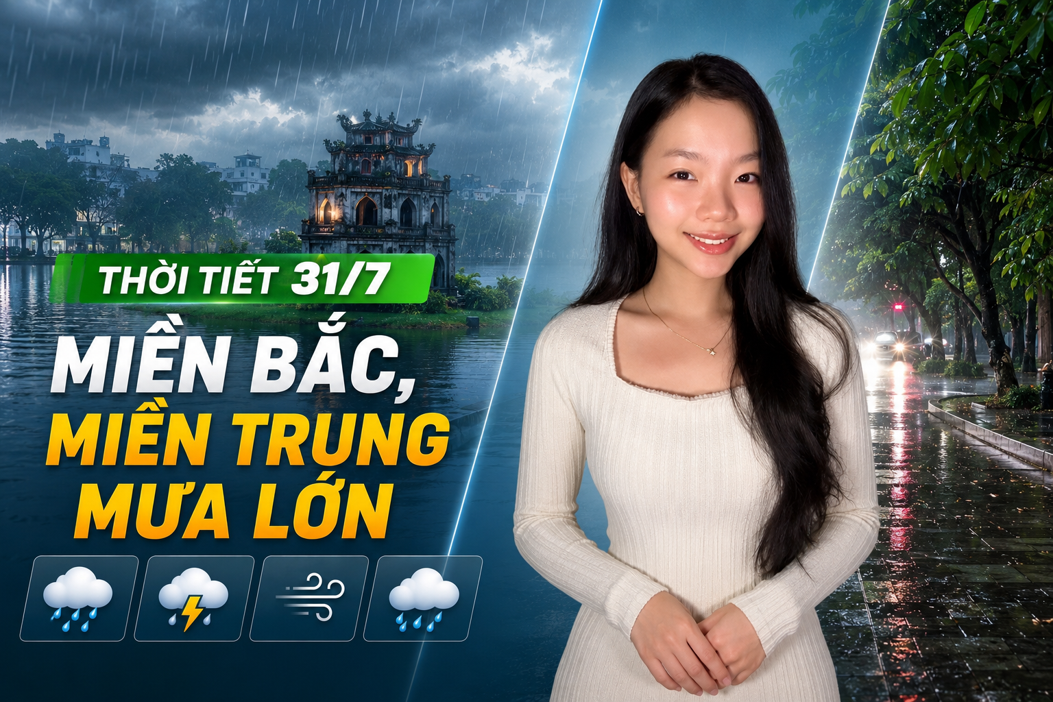 Thời tiết 31/7: Vùng xoáy thấp gây mưa lớn, triều cường dâng cao ở Nam Bộ
