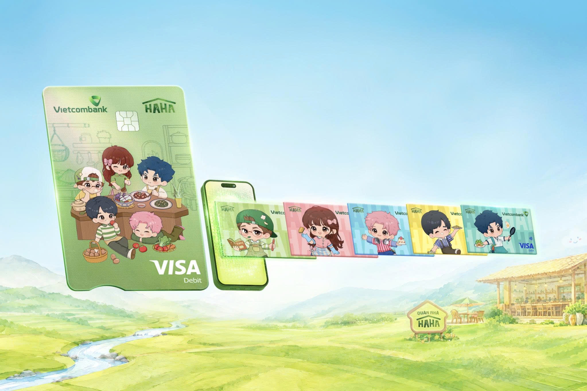 Vietcombank đồng đầu tư Quán Nhà Haha, đưa dàn nghệ sĩ lên thiết kế thẻ