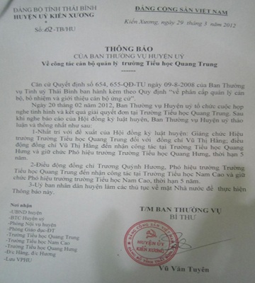 Bà Trương Quỳnh Hương - Hiệu phó trưởng Tiểu học Quang Trung:  Bà Hằng đã gây áp lực cho tôi....