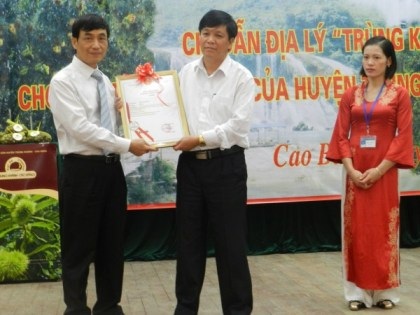 Công bố Văn bằng chỉ dẫn địa lý hạt dẻ Trùng Khánh - 2 Hạt dẻ Trùng Khánh vừa trở thành sản phẩm thứ 23 trong cả nước được xác lập và bảo hộ chỉ dẫn địa.