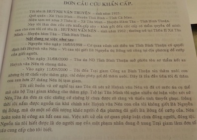 Những nội dung “lạ” khiến Huỳnh Văn Nén phải chung thân ngồi song sắt - 2 Đơn kêu cứu xem xét lại nội dung bản án đã tuyên tù Chung thân đối với Huỳnh Văn Nén.
