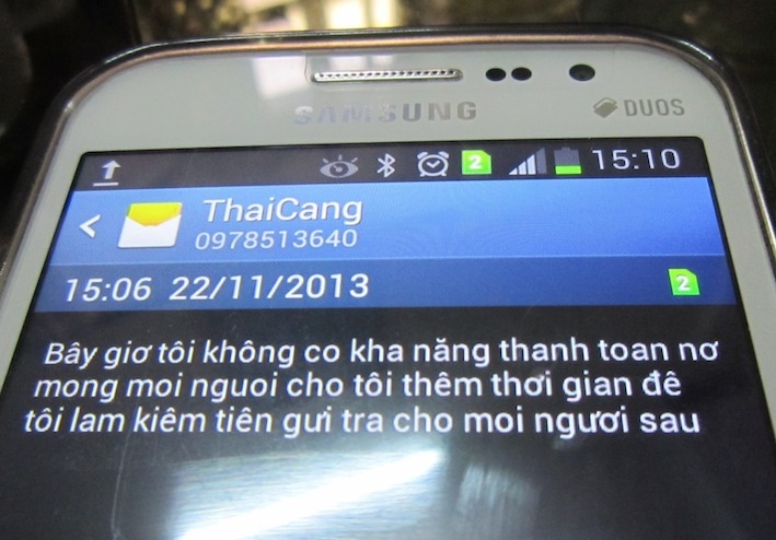 Tin nhắn bà Nguyễn Thị Nga gửi chủ nợ để kéo dài thời gian trả nợ