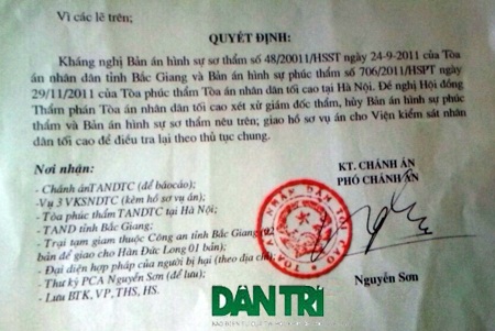 Lần thứ 2 kháng nghị hủy án tử hình đối với Hàn Đức Long - 1 TAND Tối cao ra kháng nghị hủy án tử hình đối với Hàn Đức Long