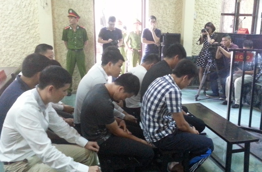 10 bị cáo tại phiên xét xử sơ thẩm ngày 25/8. 