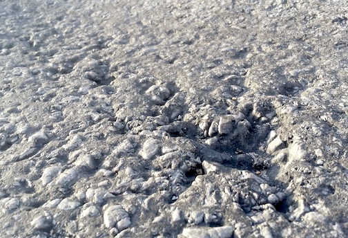 Mặt đường rải nhựa trên cầu bị hư hại nhiều.