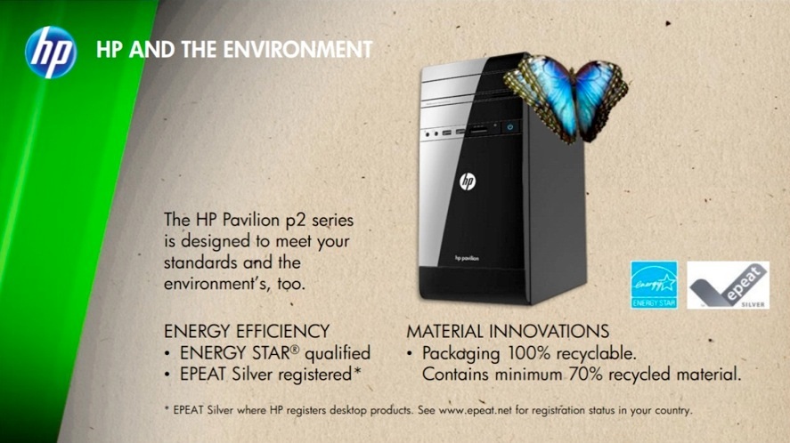 HP Pavilion P2 nổi bật với khả năng tiết kiệm điện và thân thiện với
môi trường