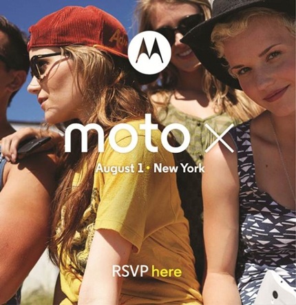 Motorola phát thư mời ra mắt điện thoại bí ẩn Moto X ngày 1/8 - 1 Moto X sẽ chính thức ra mắt vào ngày 1/8.