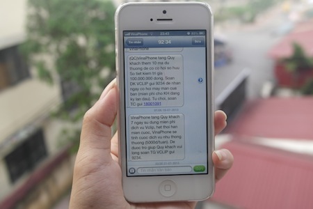 Tin nhắn của VinaPhone gửi tặng khách hàng dịch vụ Vclip. 