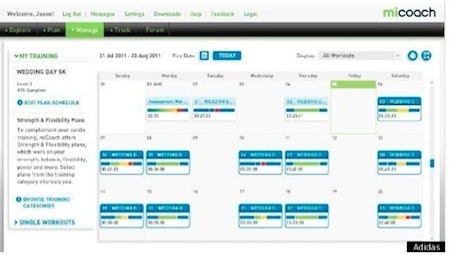 Quản lý thời gian biểu và các dữ liệu tập luyện trên ứng dụng
miCoach