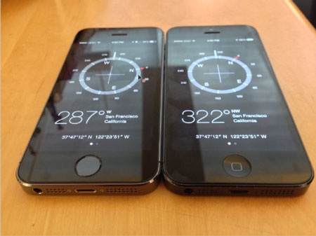 Người dùng phàn nàn iPhone 5S dính lỗi nghiêm trọng - 1 La bàn của iPhone 5S hiển thị sai lệch từ 8 đến 10 độ so với iPhone 5.