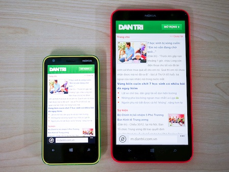 Mở hộp smartphone cỡ lớn Lumia 1320 sắp bán tại Việt Nam - 15 Khi lướt web, Lumia 1320 chưa tối ưu được giao diện hiển thị mà chỉ phóng to hơn so với Lumia 620.