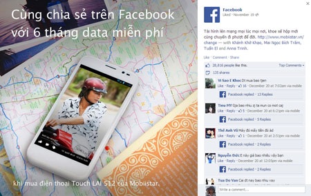 Touch LAI 512 được Facebook ủng hộ trong chiến dịch đem Internet miễn phí đến người dùng