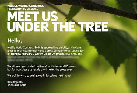 Lộ thư mời của Nokia tại MWC 2014, ra mắt điện thoại Android? - 1 Lộ thư mời của Nokia tại MWC 2014, ra mắt điện thoại Android?