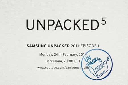 Thư mời tham gia sự kiện Samsung Unpacked 5 như lời gợi ý về chiếc điện thoại Galaxy S5.