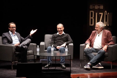 “Cha đẻ” Flappy Bird là tâm điểm ở sự kiện WiredBizCon - 1 Hà Đông tọa đàm với David Kushner (trái) và Nolan Bushnell (Nguồn: Zimbio)