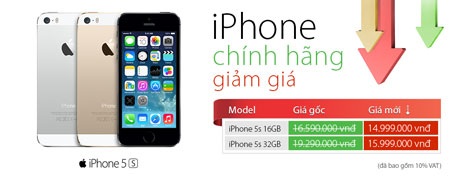 iPhone 5S chính hãng giảm giá kỷ lục, xuống còn 15 triệu đồng - 1 iPhone 5S chính hãng giảm giá kỷ lục, xuống còn 15 triệu đồng