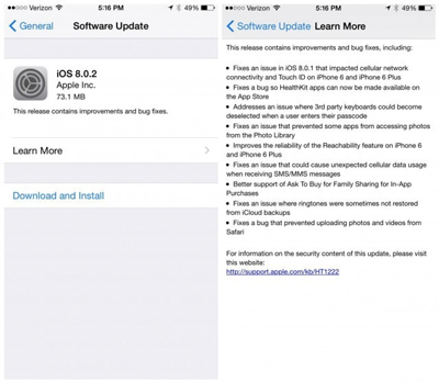 Apple phát hành iOS 8.0.2 sửa hàng loạt lỗi trên iPhone 6, iPhone 6 Plus - 2 Pɨát ngôn viên của Apple cho hay chưa đến 40.000 điện thoại
bị ảnh hưởng từ lỗi trên.
