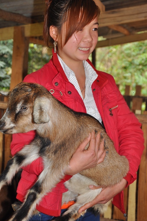 Huyền kể từ nay em sẽ chăm chỉ nuôi dê để sang năm dê đẻ con mang bán sẽ có tiền để các em đi học.