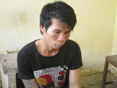 Đối tượng Quân tại cơ quan công an