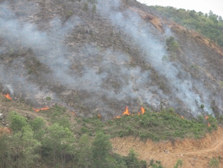 Đám cháy cháy từ trên đỉnh xuống 
