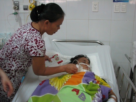 Chị Nở đang được điều trị tại Bệnh viện Đà Nẵng