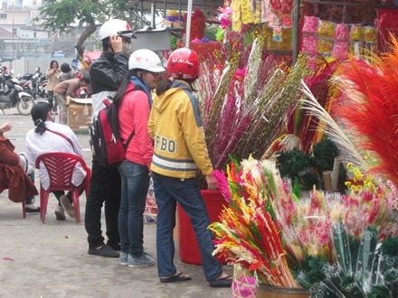 Người dân mua đồ về trang trí Tết