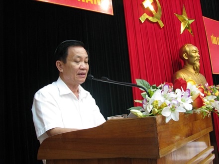 Ông Trần Thọ, bí thư thành ủy Đà Nẵng phát biểu tại hội nghị 