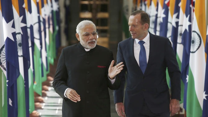 Ấn Độ, Úc tăng cường hợp tác quốc phòng, anh ninh - 1 Lãnh đạo Ấn, Úc trong cuộc gặp tại Canberra ngày 18/11.
