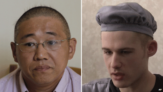Triều Tiên bất ngờ phóng thích 2 tù nhân Mỹ cuối cùng - 1 Kenneth Bae (trái) và Matthew Todd Miller.