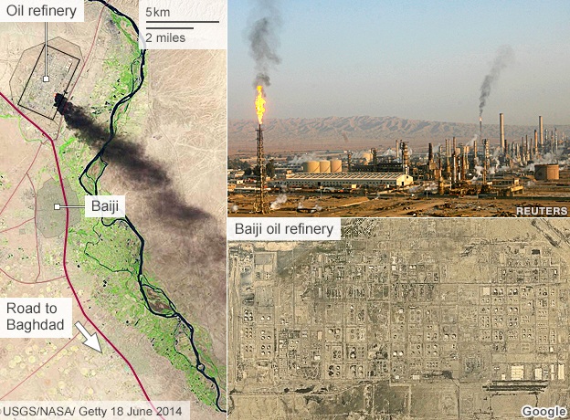 IS bị đánh bật khỏi mỏ dầu lớn nhất Iraq - 2 Mỏ dầu Baiji nằm cách thủ đô 200 km.