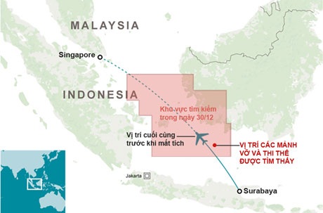 Indonesia đẩy mạnh chiến dịch tìm kiếm nạn nhân và hộp đen QZ8501 - 1 Indonesia đẩy mạnh chiến dịch tìm kiếm nạn nhân và hộp đen QZ8501