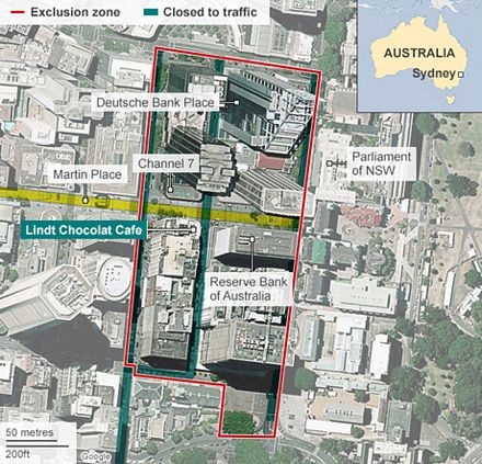 Quán cà phê Lindt nằm ngay giữa trung tâm Sydney, gần các địa điểm quan trọng.