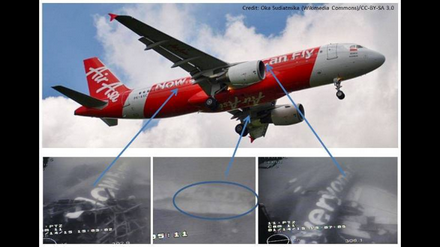 Chụp được thân máy bay AirAsia bị nạn dưới đáy biển - 1 Thân máy bay được xác định nhờ câu khẩu hiệu được sơn trên phi cơ. (Ảnh: