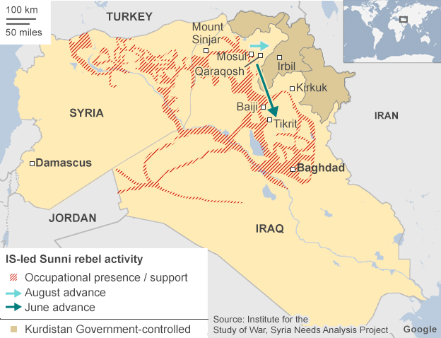 Iraq mở chiến dịch giành lại quê hương của Saddam Hussein từ tay IS - 2 Tikrit nằm cách thủ đô Baghdad khoảng 150 km về phía bắc (Đồ họa: