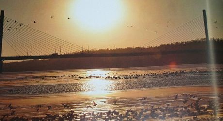 Vẻ đẹp của sông Đại Đồng lúc hoàng hôn.