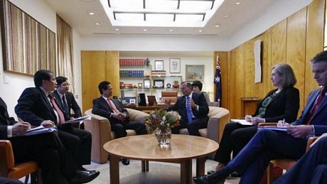 Thủ tướng hai nước tiến hành hội đàm tại Canberra. (Ảnh: