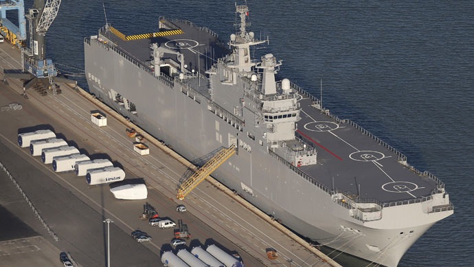 Nga, Pháp đàm phán tìm lối thoát cho cuộc tranh cãi tàu chiến Mistral - 1 Tàu lớp Mistral mang tên Vladivostok. (Ảnh: