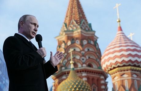 Tổng thống Putin và 100.000 người hát quốc ca mừng 1 năm Crimea sáp nhập - 2 Tổng thống Nga Putin phát biểu tại buổi mít tinh
