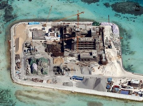 Bãi đá Ken Nan thuộc Trường Sa nhìn từ trên cao. (Ảnh: